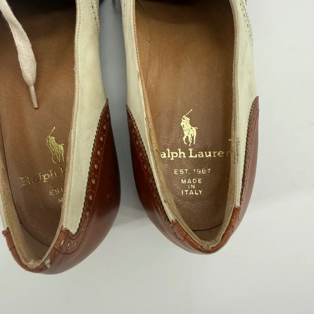 Vintage Polo Ralph Lauren Wingtip Oxfords Womens Size 7.5 AA Made In Italy